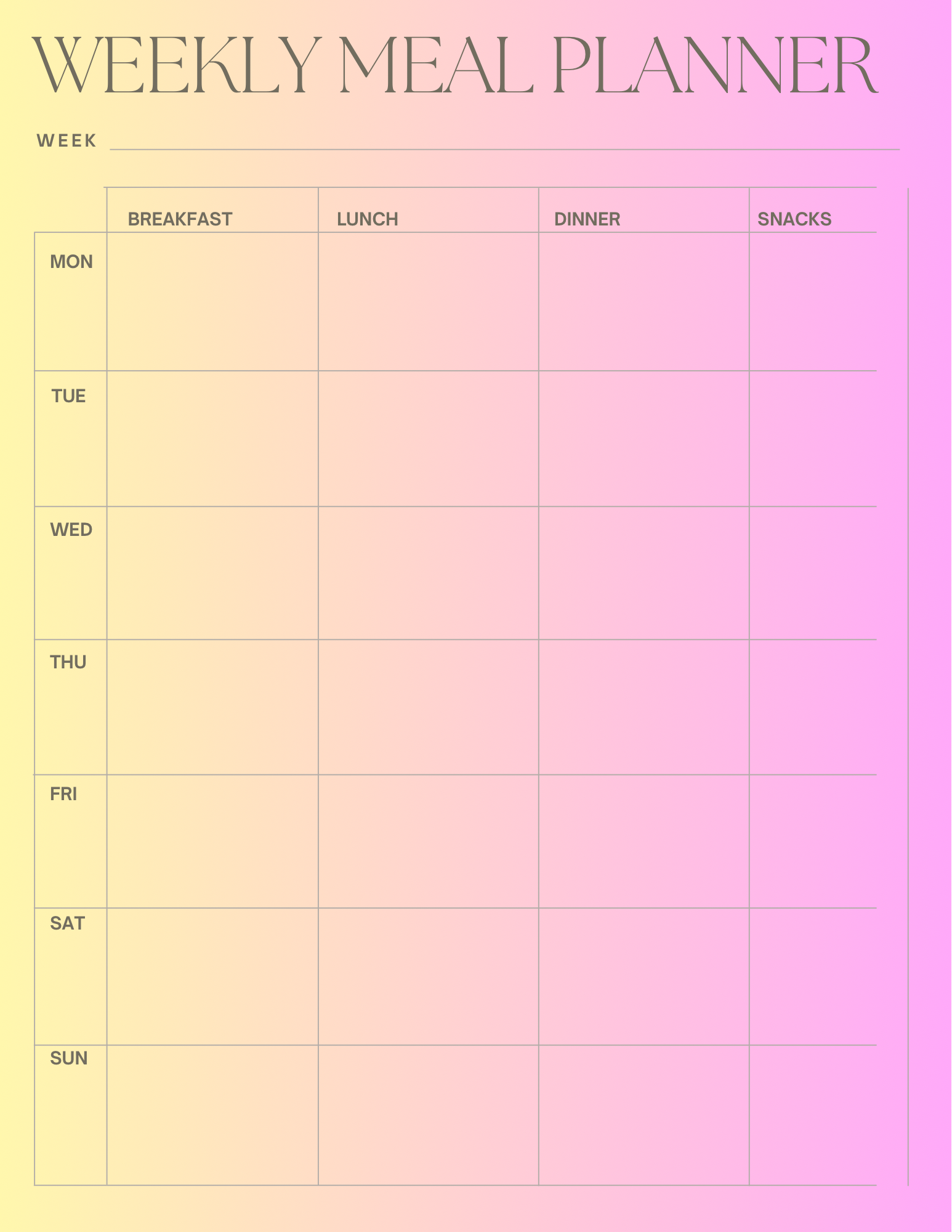 Weekly meal planner