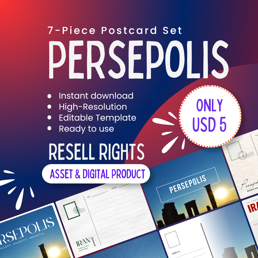 7 Persepolis Iran Sunset Digital Postcards